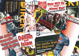 Collage: rechte Agitation in Österreich (Bild: DÖW)