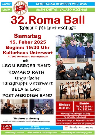 Burgenland: Flyer Roma-Ball 2025 in Unterwart